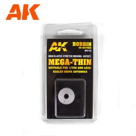 AK AK9134 Elastic Rigging Bobbin Mega-Thin 20m - Bobine Élastique Pêche Fine