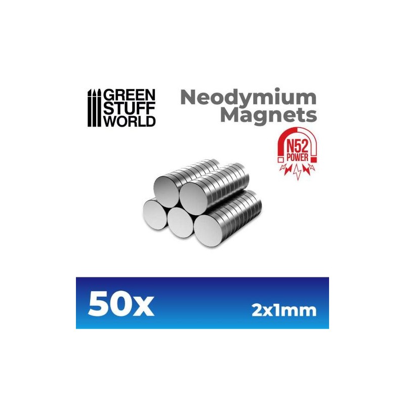 50 Magneti in neodimio rotondi 2x1 mm forza traente 126 gr